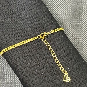 Gold‎ Tone Chain Bracelet Heart Charm Extender Dainty Everyday Jewelry 6 in-8 in